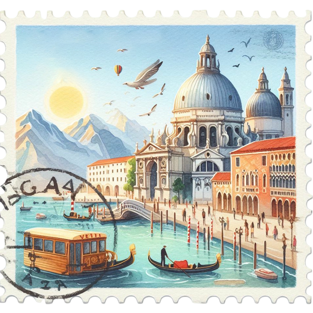Famous Buildings With Stamp Feeling 30*30cm(canvas) full round drill diamond painting
