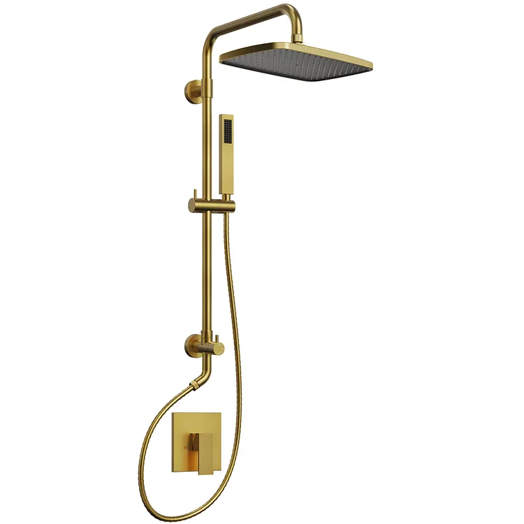EVERSTEIN 7.48'' W Square Rainfall Shower Faucet in Brushed Gold