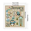 January Animal House Partial 14CT 2 Strands French DMC DIY Counted Cross Stitch Kits for Beginners Adults Home Decor Cross Stitch Patterns Arts Craft Kits 19x22cm