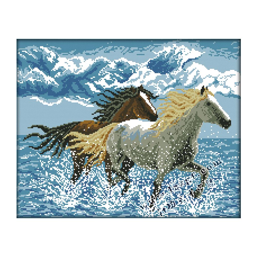 

Galloping - 14CT Stamped Cross Stitch - 44*36cm, 501 Original