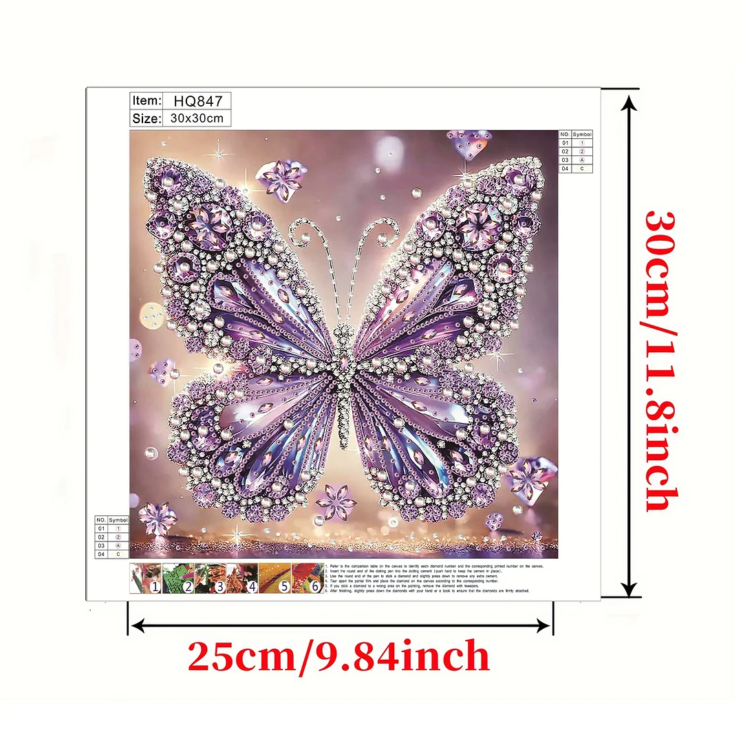 Purple Butterfly - Partial Special Shaped Drill Diamond Painting Kits (Canvas|30*30cm)