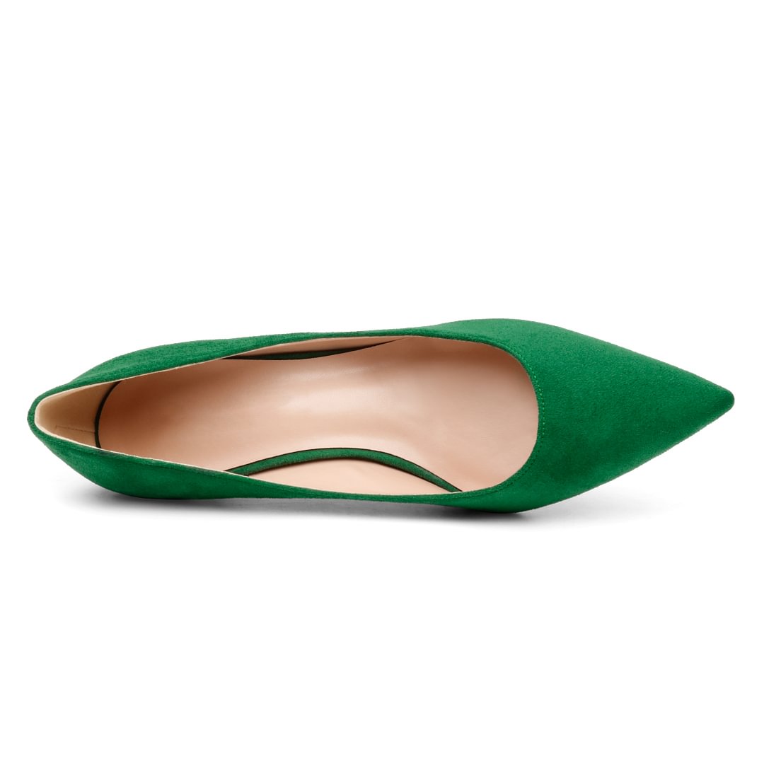 60mm Pointed Toe Red Bottom Kitten Heels Daily Suede Pumps for Women-MERUMOTE