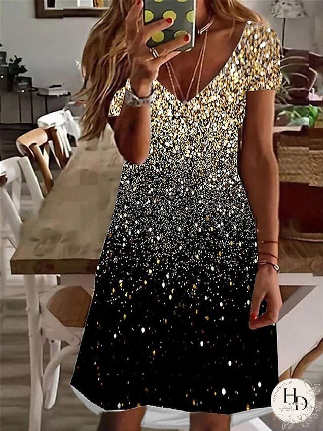 Casual Dress T Shirt Dress Tee Dress Print Dress Mini Dress Pink Blue Purple Short Sleeve Color Gradient Print Summer Spring V Neck Fashion Summer Dress Loose Fit S M L XL XXL 3XL for Women