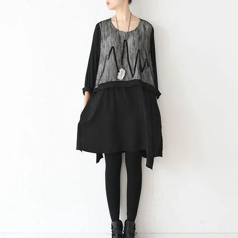2017 spring my heart beats gentlely layered dresses patchwork oversized spring dress