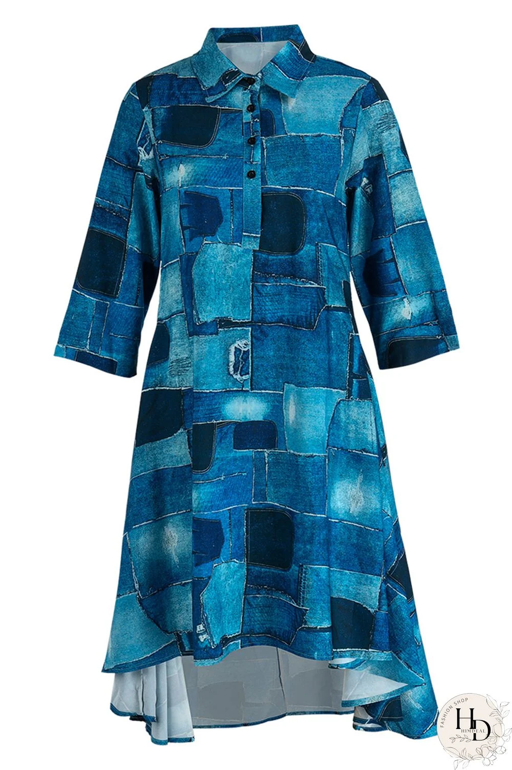 Camouflage Fashion Casual Print Patchwork Turndown Collar Shirt Dress