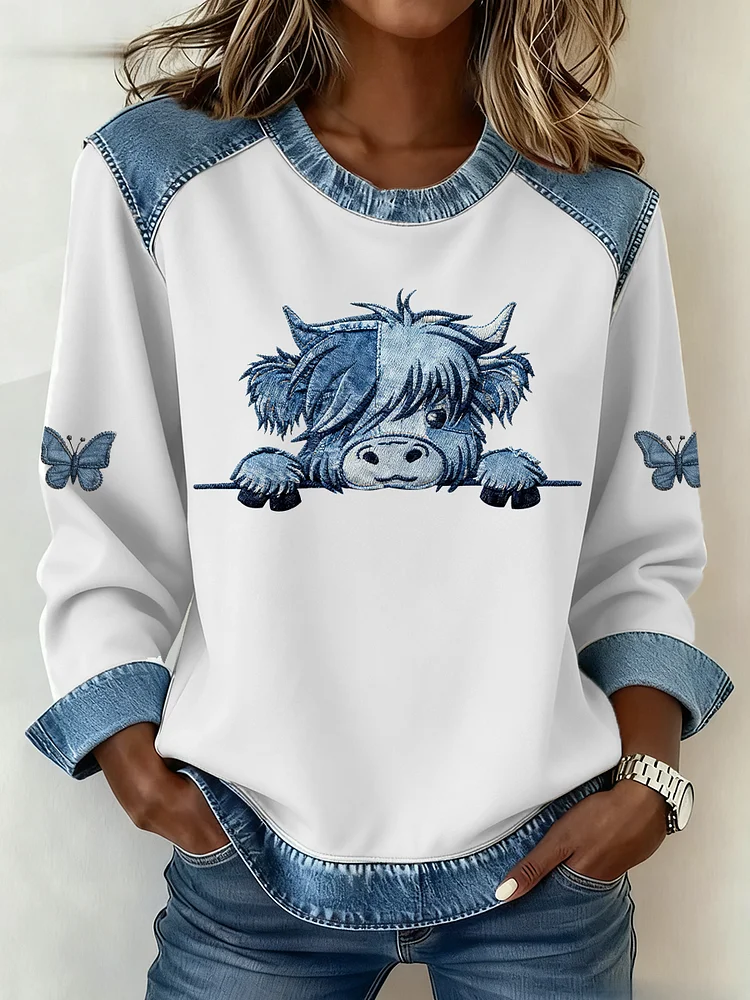 Women's Highland Cow Art Print Casual Top