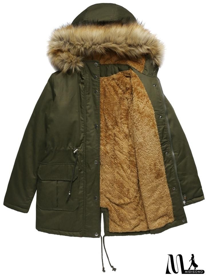 MidiSono - Women's Casual Hooded Thermal Cotton Coats