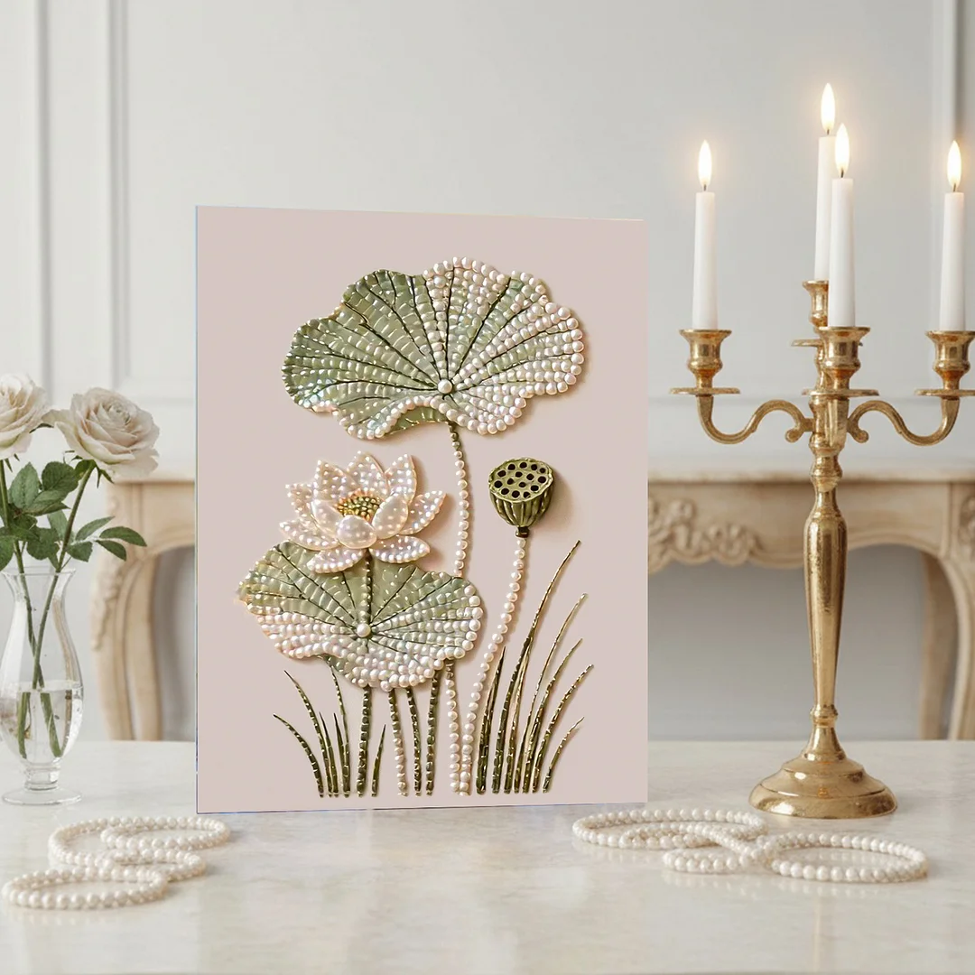 Lotus - DIY Pearl Diamond Art Kit With Frame 40*50cm