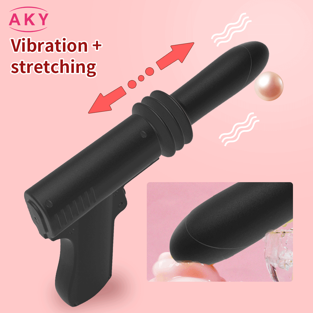 Thrusting Vibrator for G Spot Anal Vagina Gun Shaped Sex Toy - Rose Toy