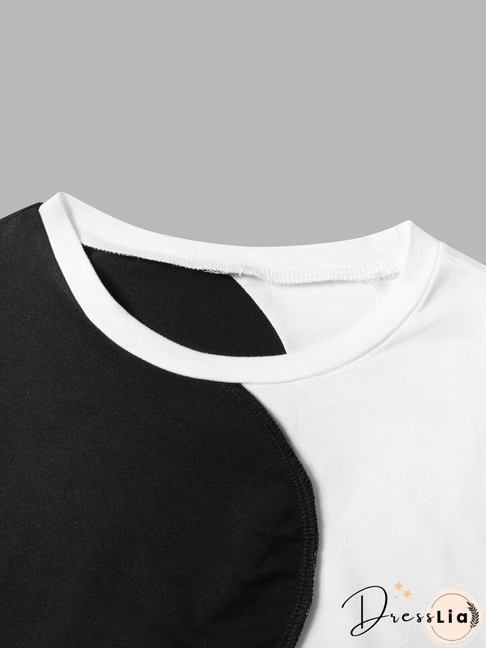 Contrast Stitch Short Sleeve Crew Neck Crop Top