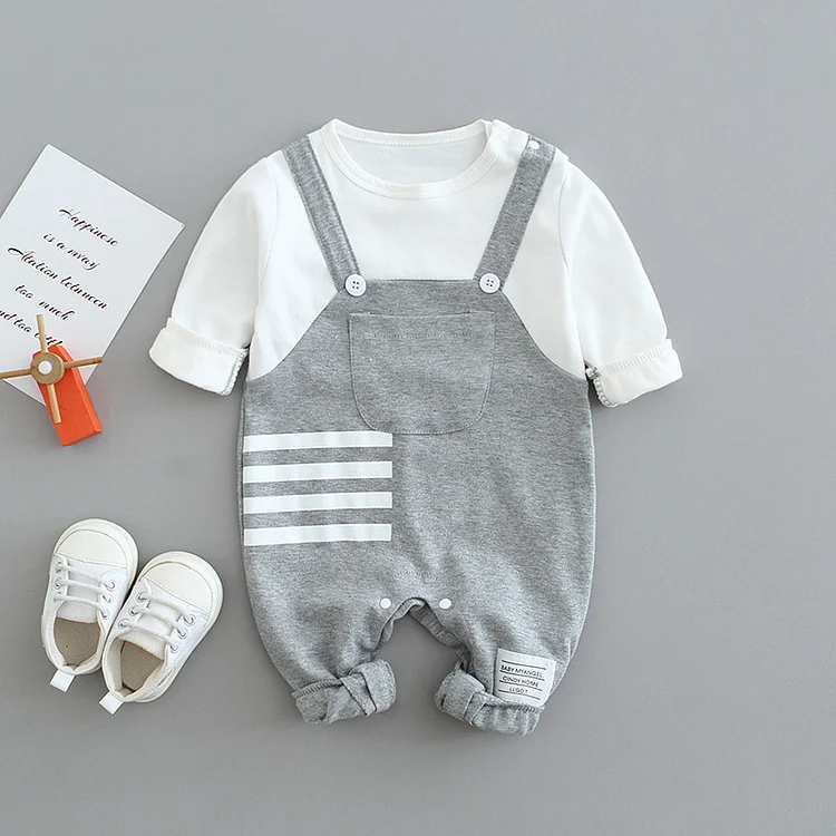 Baby Boy Mock Two-pieces Long Sleeve Casual Romper