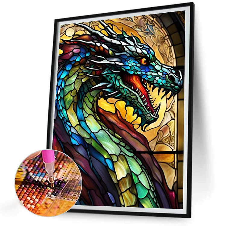 5D Diamond Painting Fiery Abstract Dragon Head Kit