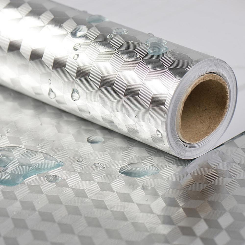 1M/3M Roll Waterproof Oil Proof Aluminum Foil Self Adhesive Wall Sticker