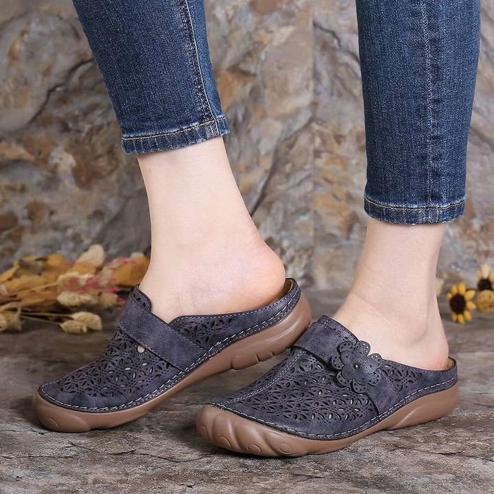 Comfortable Retro Backless Flat Casual Women Sandals 4 Colors
