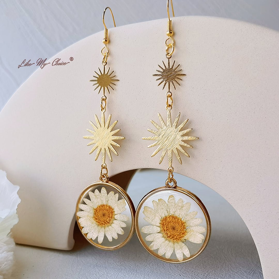 LikeMyChoice® Pressed Flower Earrings - Natural Daisy