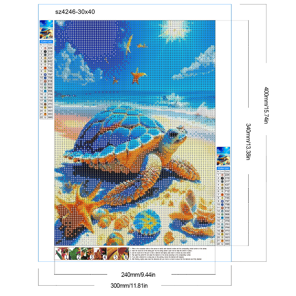 Beach Turtle - Full Round - Diamond Painting (30*40cm)