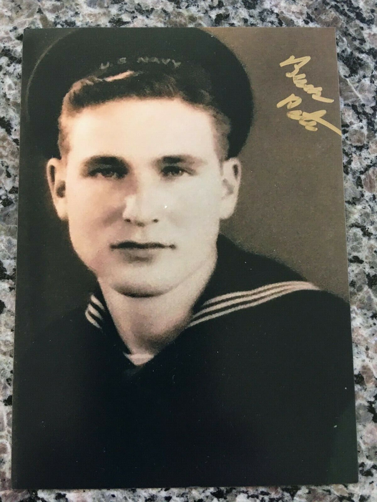 BUCK PATE US NAVY D-DAY LCT 649 VETERAN RARE SIGNED Photo Poster painting