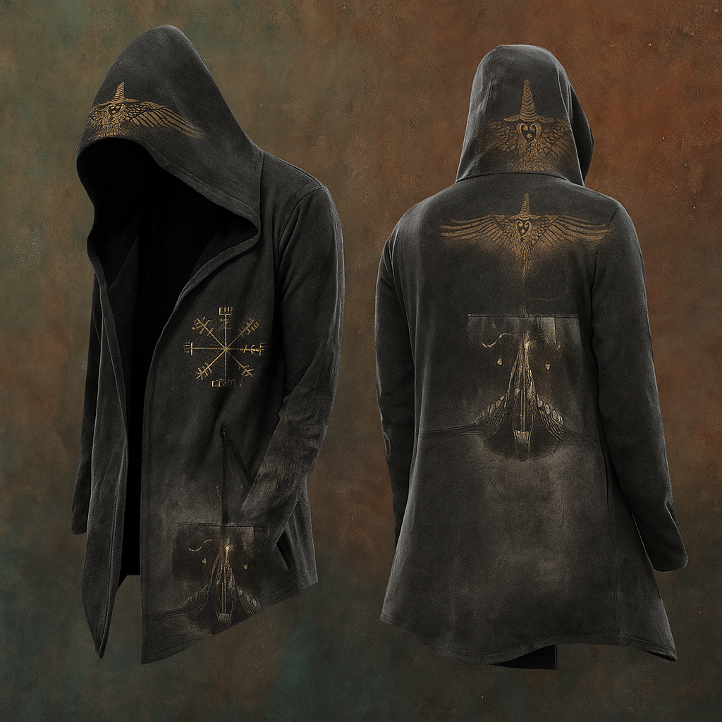 Men's Viking Mythology Dark Eagle Odin Totem Hooded Jacket / Rvogue / Rvogue