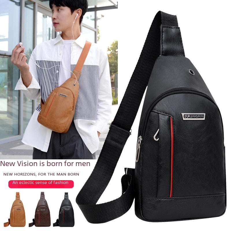 New Casual Men’s Shoulder Bag Outdoor Sports Chest Bag Men’s Pu Business Travel Messenger Bag
