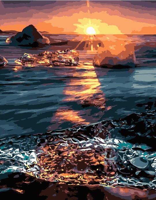 

Bright Sunset on Sea – Seascape Paint By Numbers - 40*50CM, 501 Original