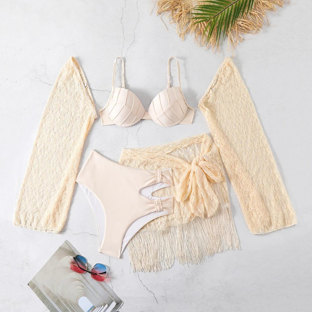 Brownm Bikini Three-Piece Long-Sleeved 2025 New Cassin Sexy Split Swimsuit Female Bikini