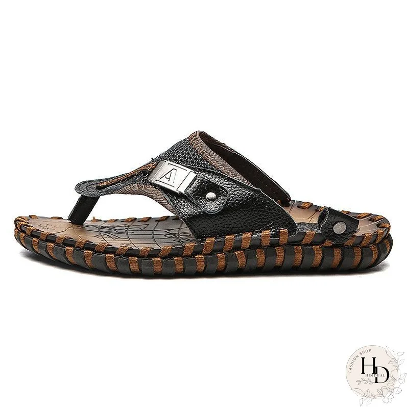 Men's Size Summer Handmade Stitching Beach Flip Flops