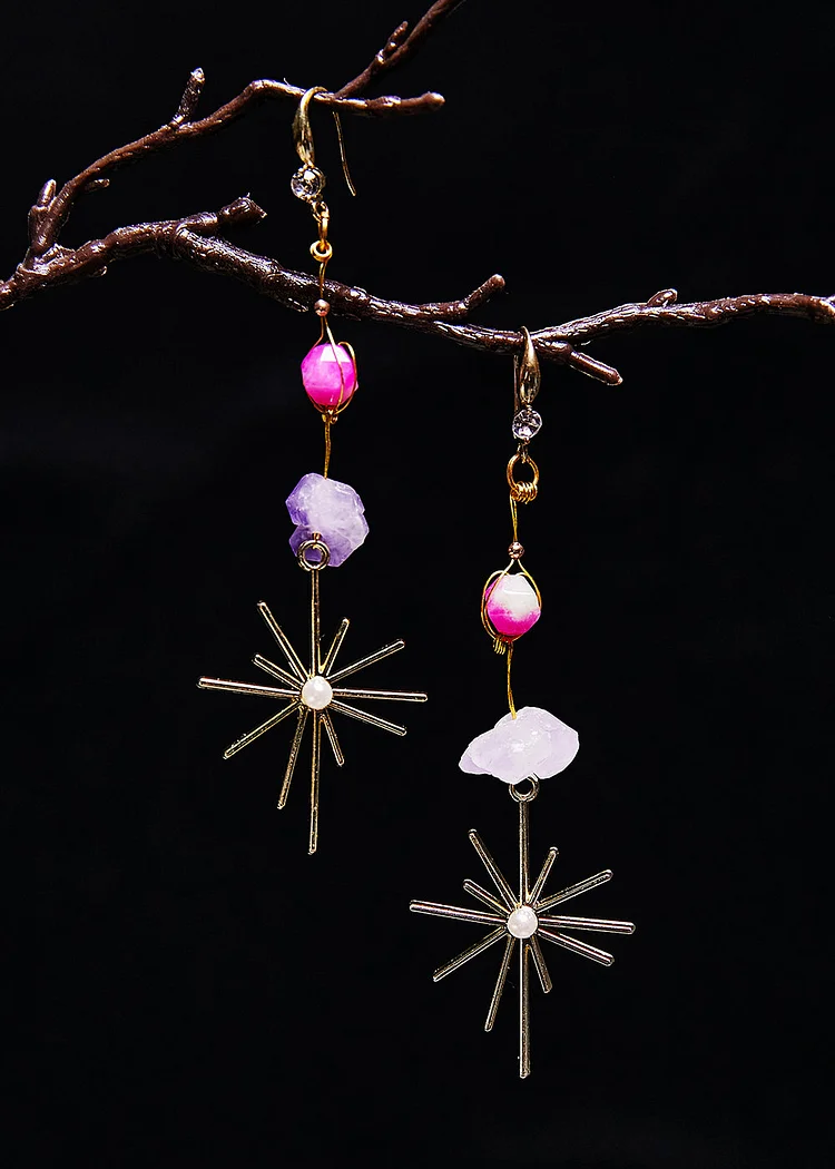 Stylish Multicolour Jade Long Tassels Drop Earrings
