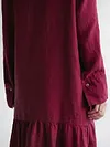 Casual Round Neck Long Sleeve Solid Color Cotton Linen Dress