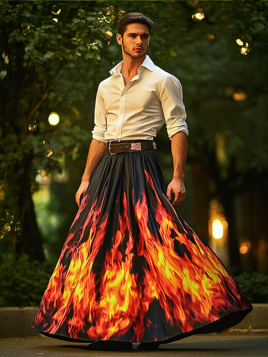 Flame Men's Festival Carnival Skirt