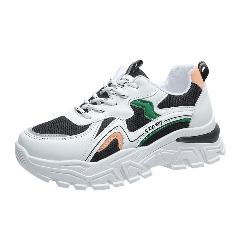 2022 New Women Platform Chunky Sneakers Mesh Breathable Sport Shoes Woman Fashion Thick Sole Walking Ladies Casual Shoes