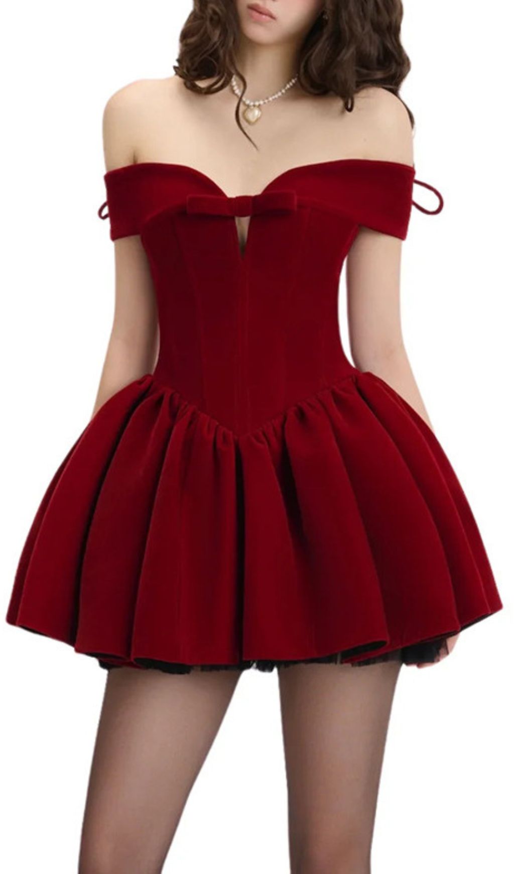 Irem Red Off-Shoulder Corset Mini Dress