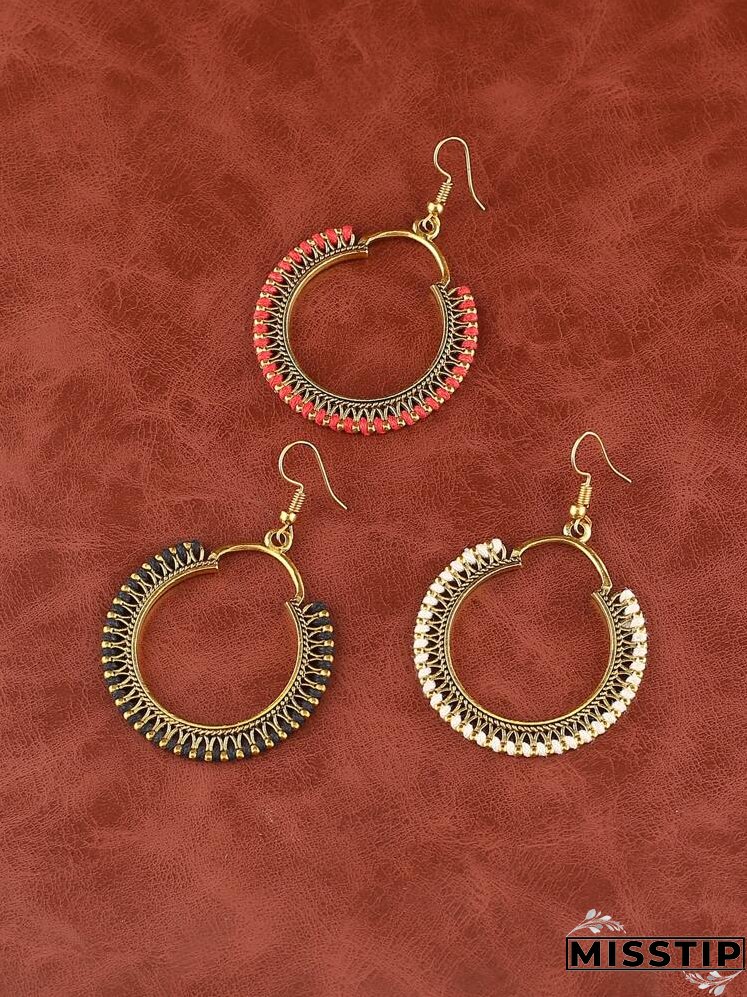 3pairs Round Drop Earrings