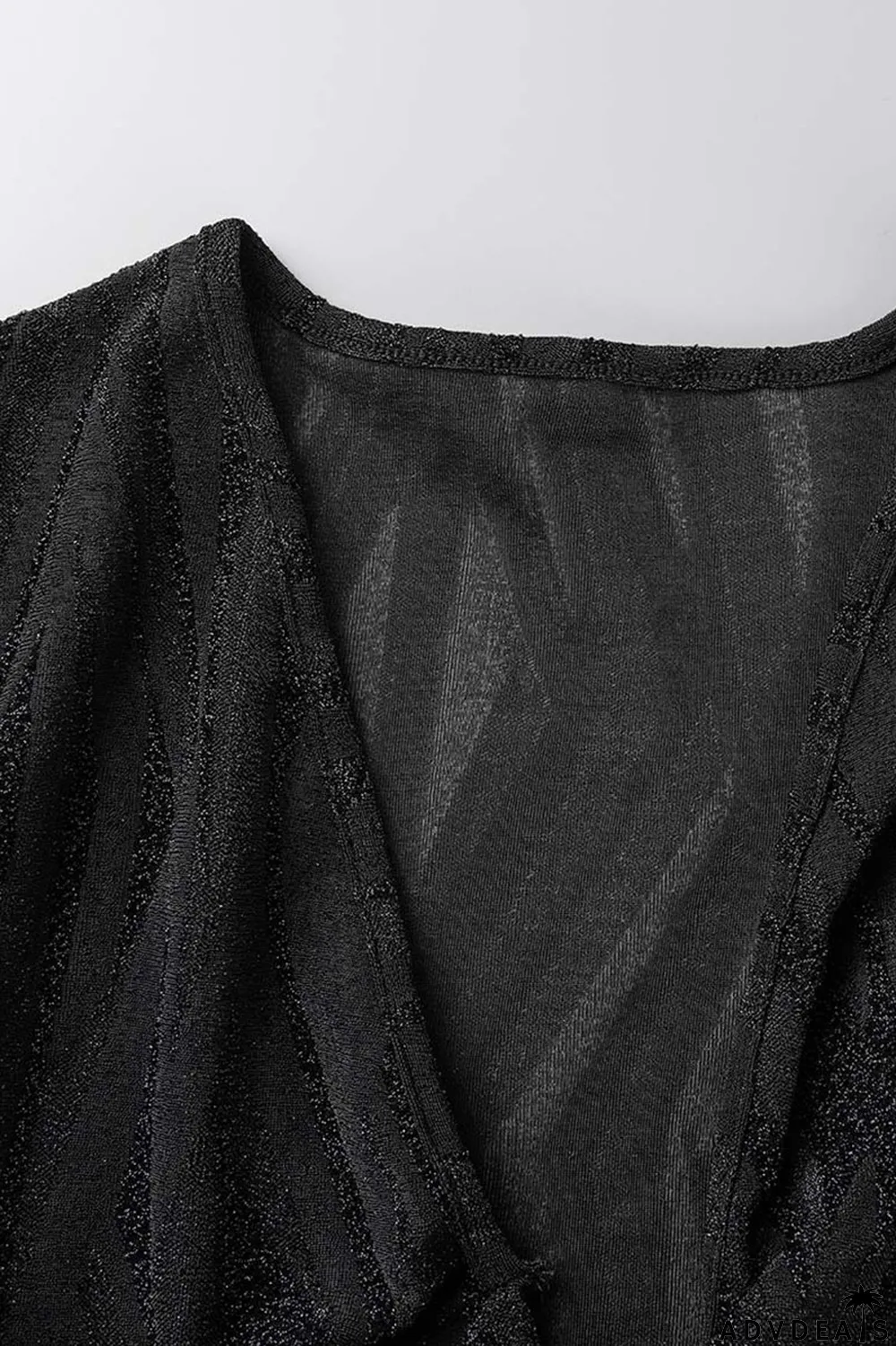 Black Sexy Print Bandage Patchwork V Neck Long Sleeve Two Pieces