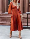Elastic Waist Patchwork Mori Female Big Hem Dress Evening Dress