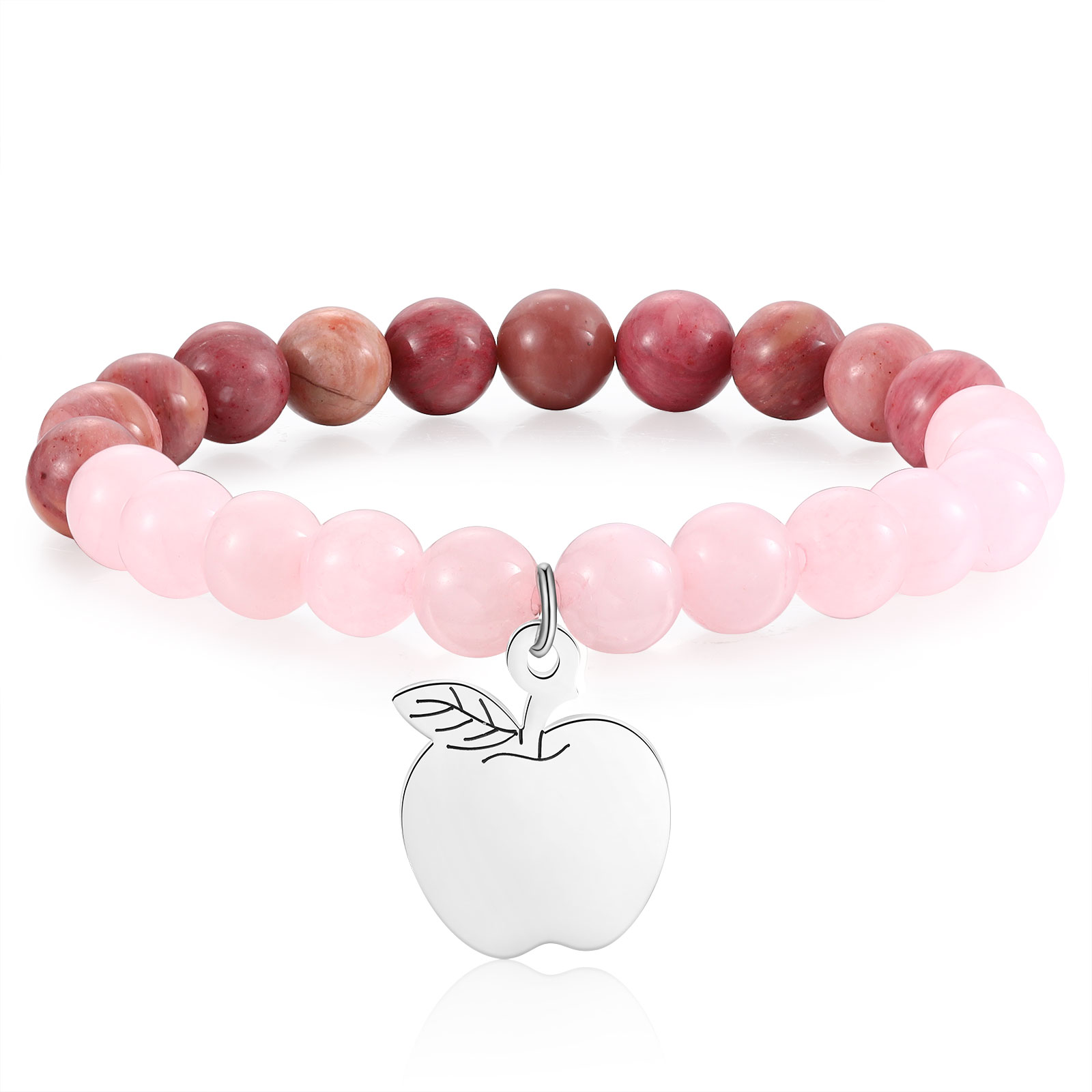 Braccialetto di pietre naturali con 1 testo personalizzato multicolori da scegliere