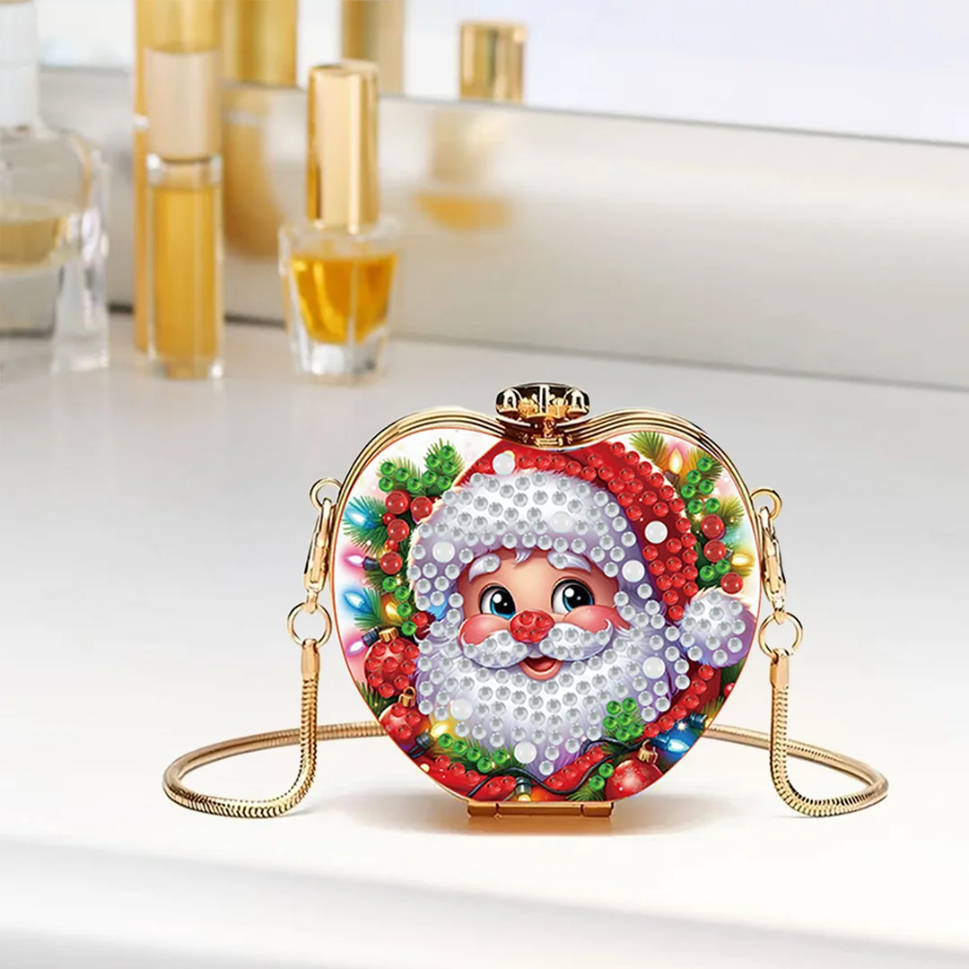 Santa Claus DIY Acrylic Love Art Diamond Painting Coin Purse w/ Chain for Women