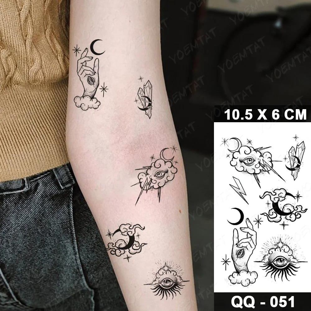 Waterproof Temporary Tattoo Sticker Cloud Lightning Magic Flash Tatoo Small Cute Crystal Hand Wrist Fake Tatto For Body Art