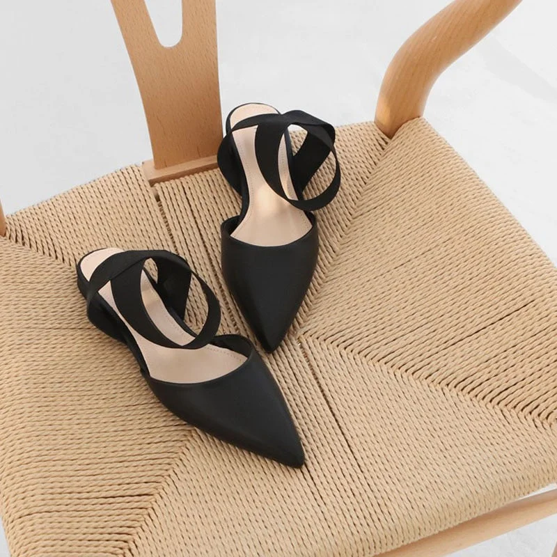 Sandals female flat bottom 2019 new toe cross strap Elastic band fairy wind wild point Summer women's sandals