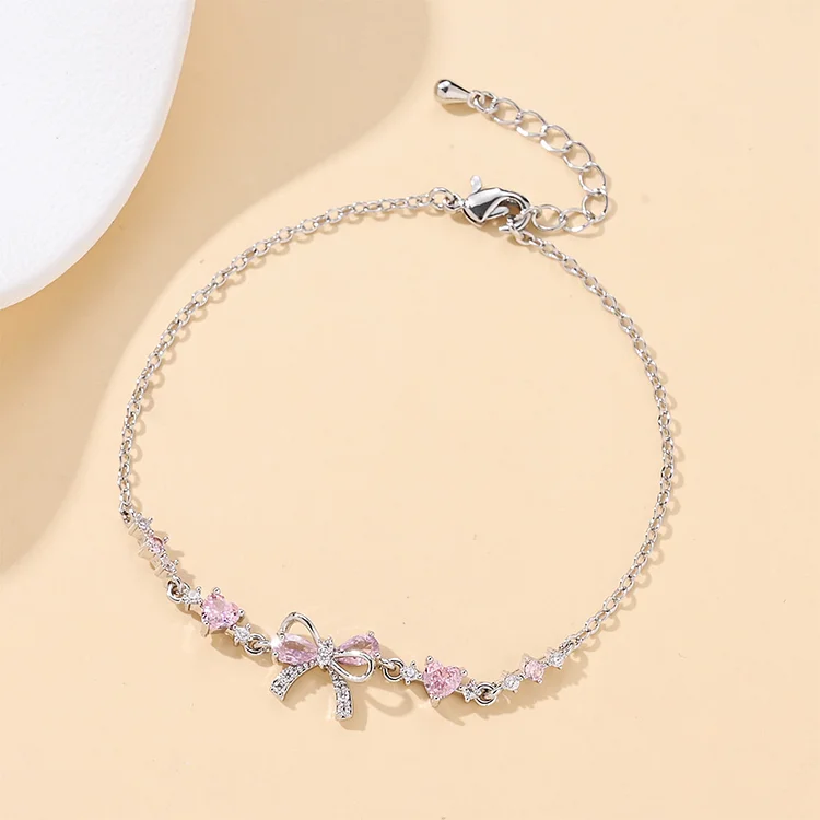 For Friends - Pink Diamond Bow Bracelet