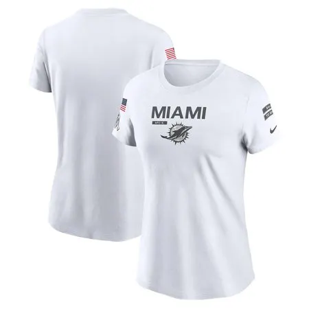 Women's Miami Dolphins   White 2024 Salute To Service Legend Performance T-Shirt