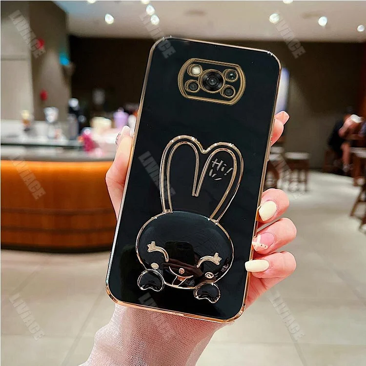 Cute Rabbit Phone Holder Case on For  Xiaomi Mi Poco X3 Pro Nfc X4 X5 M3 M5 M4 Pro 4G 5G M3 F3 F4 GT C40 X2 Poco x 3 Stand Cover