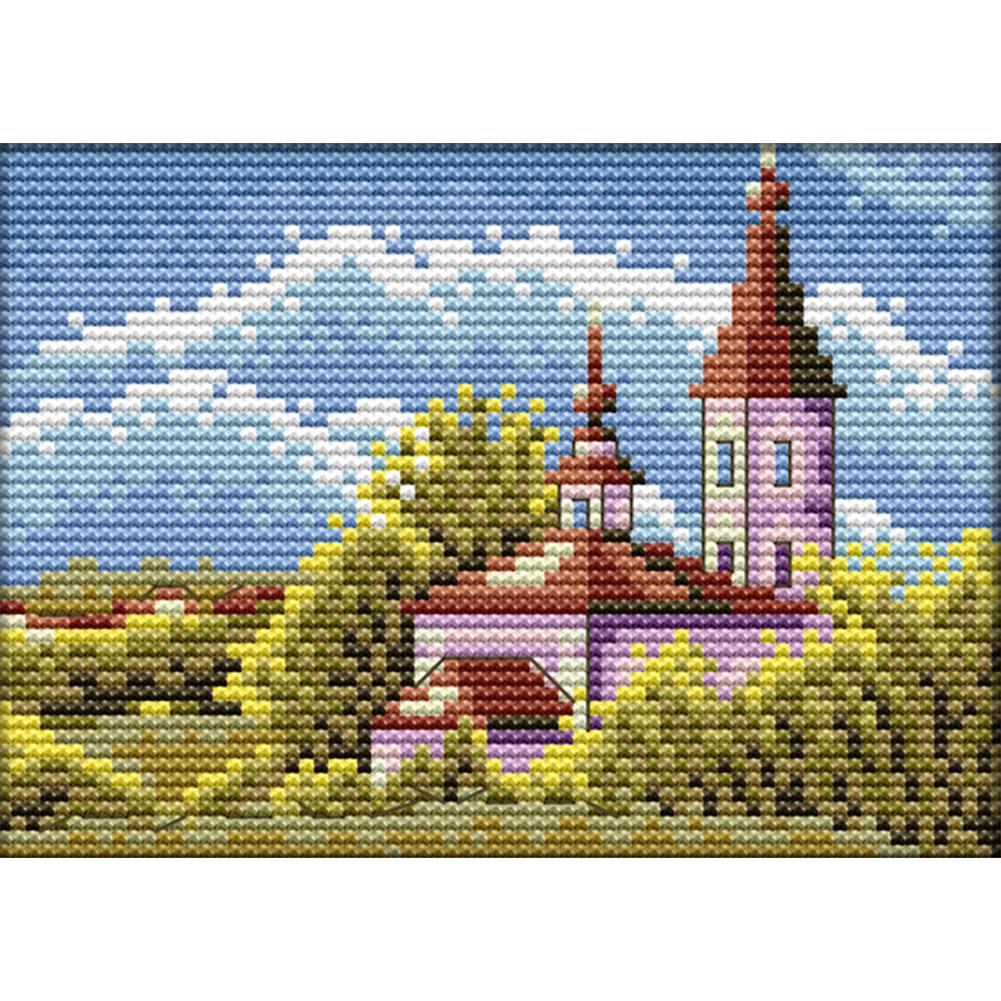 

Small Castle - 14CT Stamped Cross Stitch - 17*14cm, 501 Original