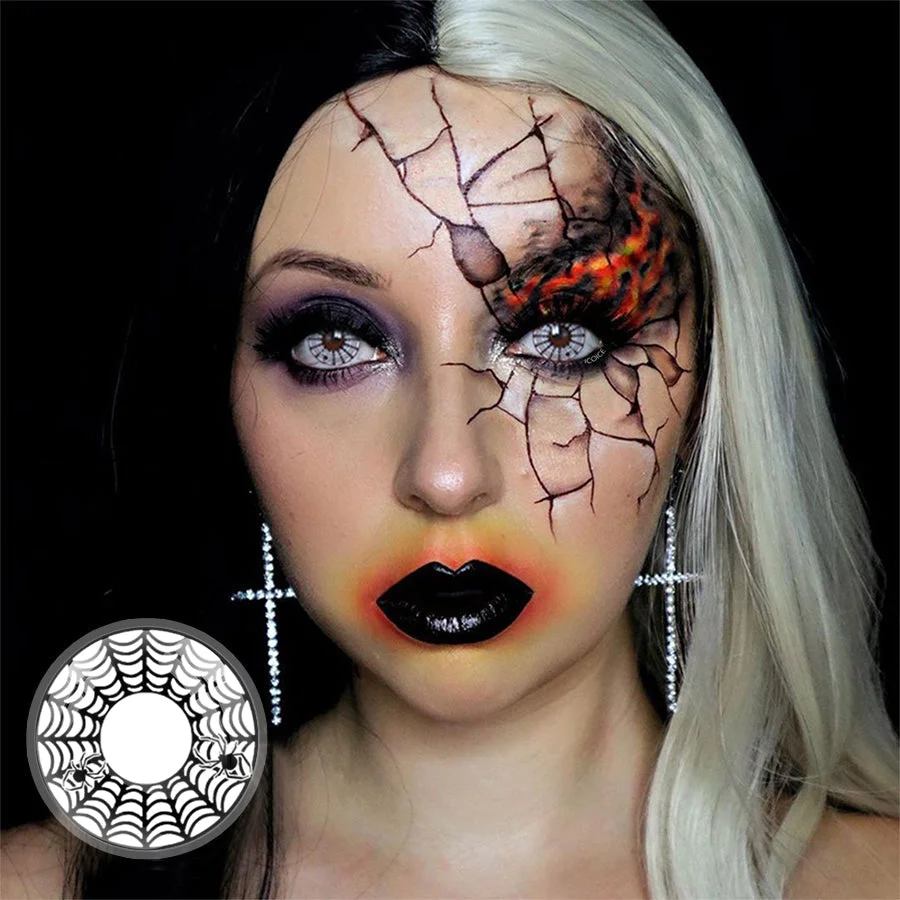Spider Web White Halloween Contacts