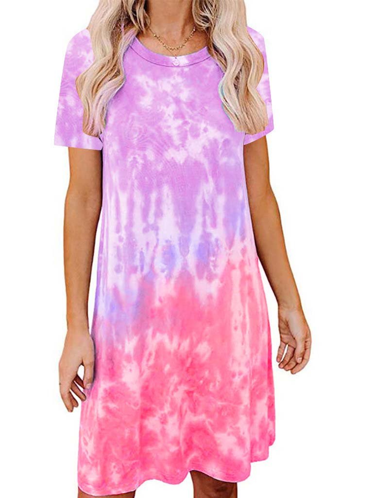 Women's Scoop Neck Short Sleeve Printed Midi Dress