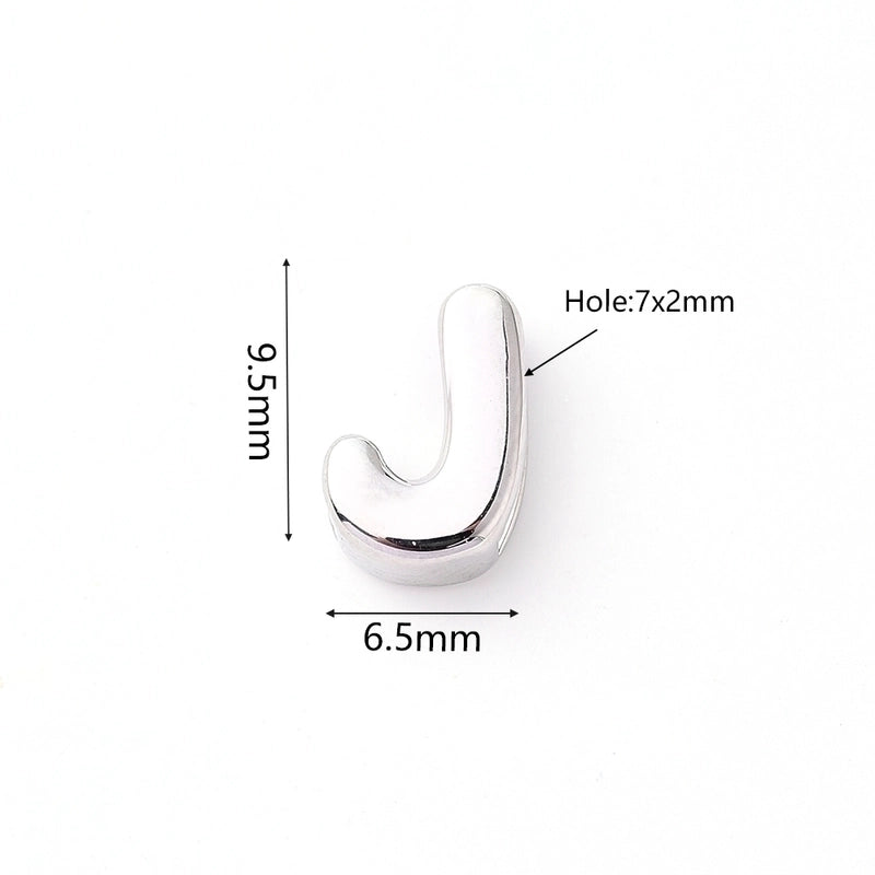 1 Pc/Package 9.5x6mm 9.5×7.5mm 9.5x8mm 7x2mm Copper White Gold Plated Letter Bubble Polished Beads