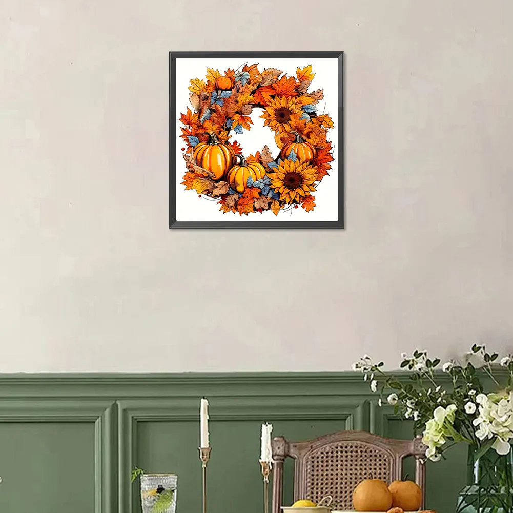 Diamond Painting - Full Square Drill - Autumn Wreath(Canvas|35*35cm)