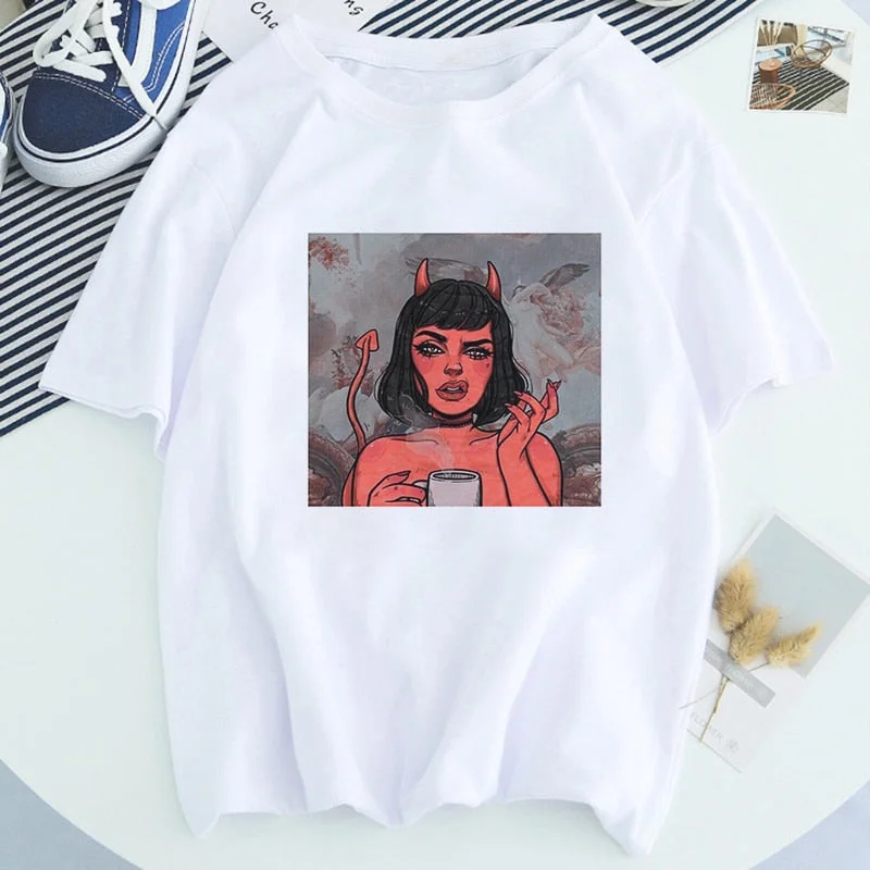 New Harajuku Gothic Female Shakespeare Tshirt Women Summer Fun Letter Print Casual T-shirts Fashion Short-sleeved Tops & Tees