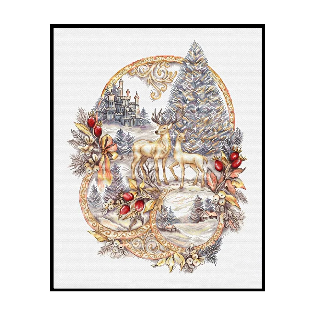 14CT Counted Cross Stitch - Reindeer(Canvas|40*50CM)