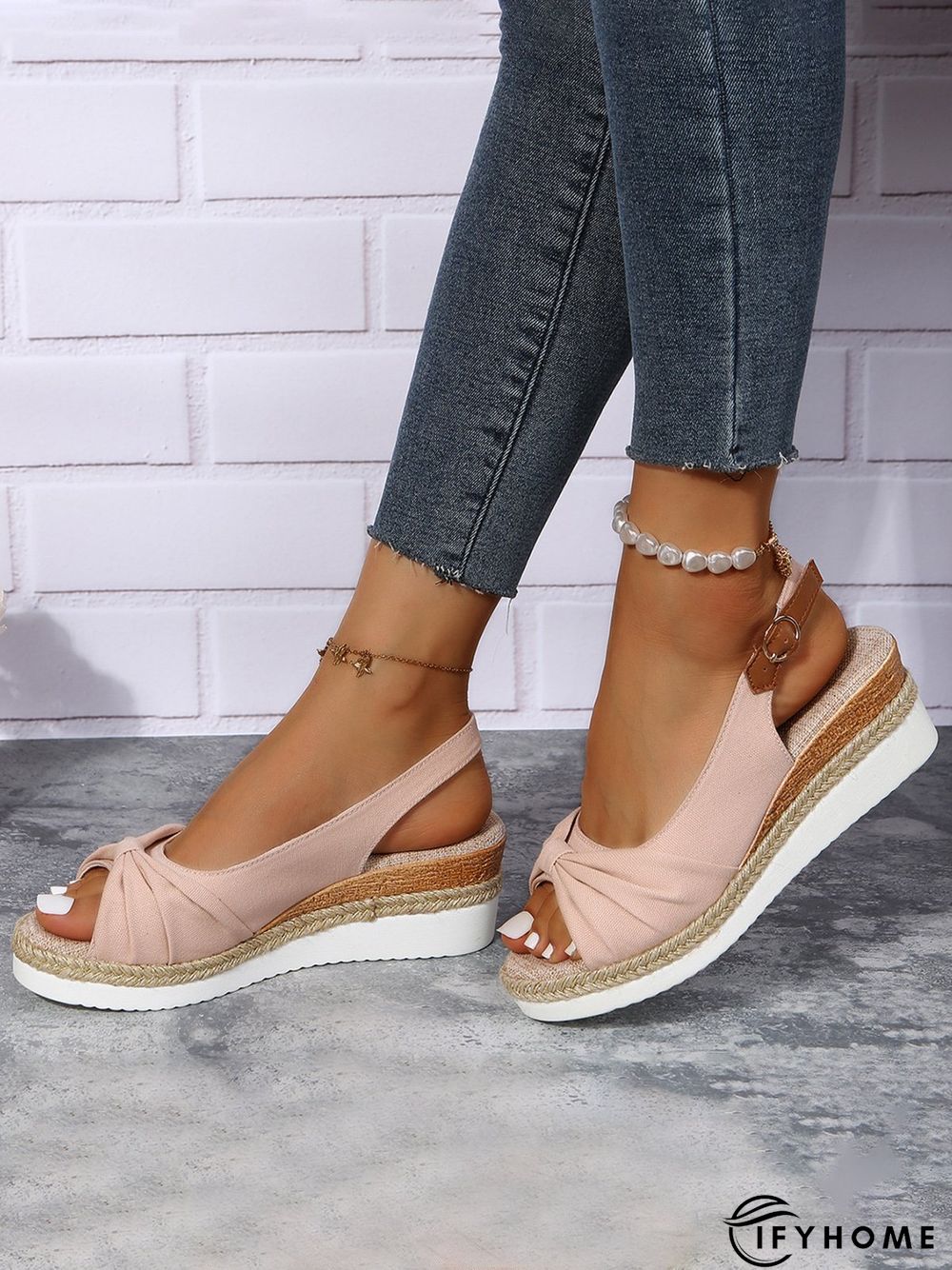Bow Weave Fish Mouth Wedge Sandals | IFYHOME