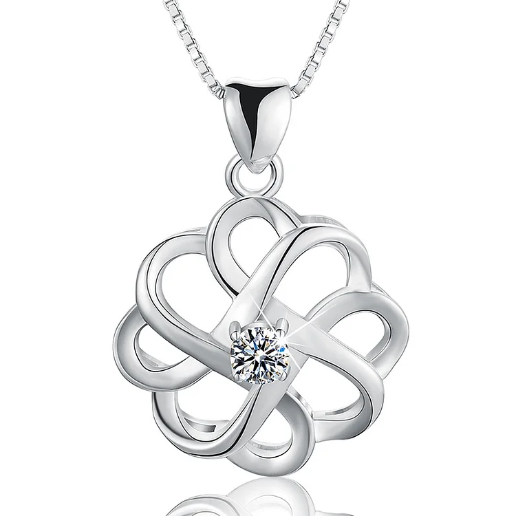 Wave-shaped Knot Sterling Silver Necklace